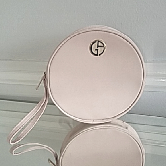 Giorgio Armani Handbags - Giorgio Armani Nude Round Wristlet Clutch Cosmetic Bag Or Evening Purse